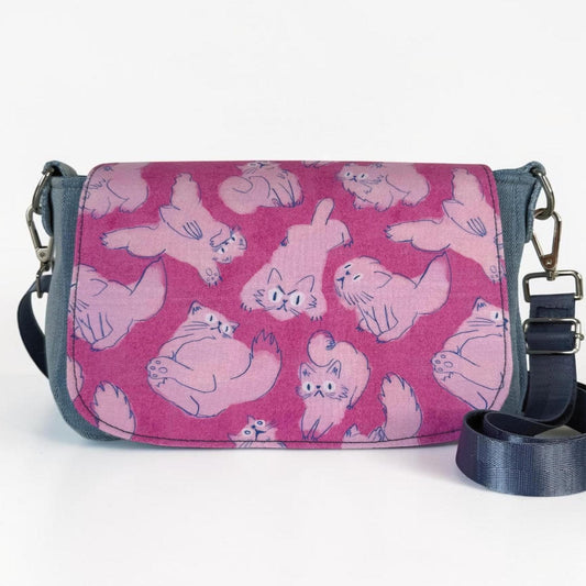 Frisky Kitty Saddlebag Crossbody Bag Purse