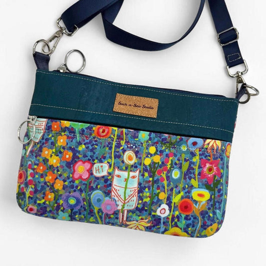 Bashful Cat in a Flower Field Crossbody