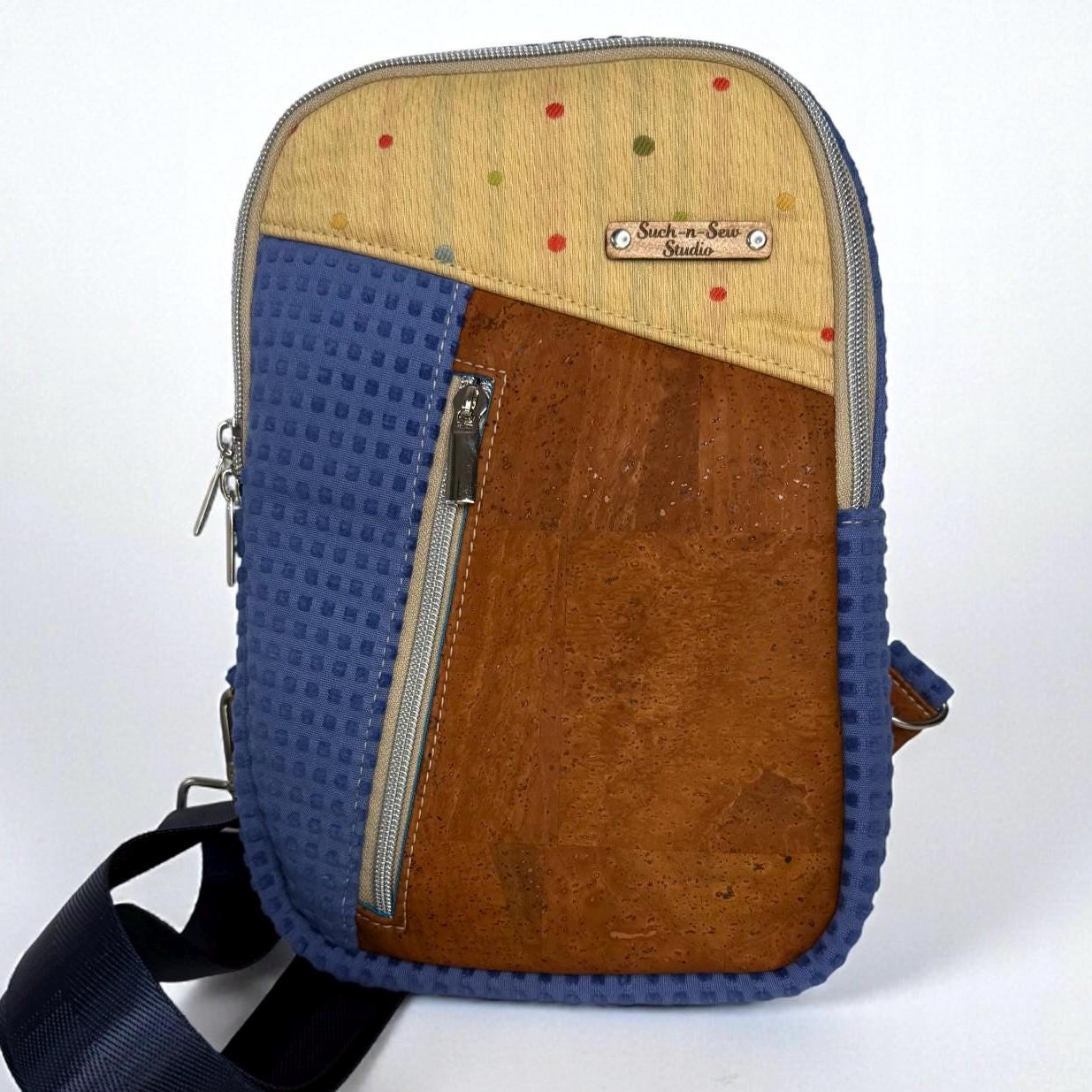 Cork and Upholstery Fabric Sling Bag