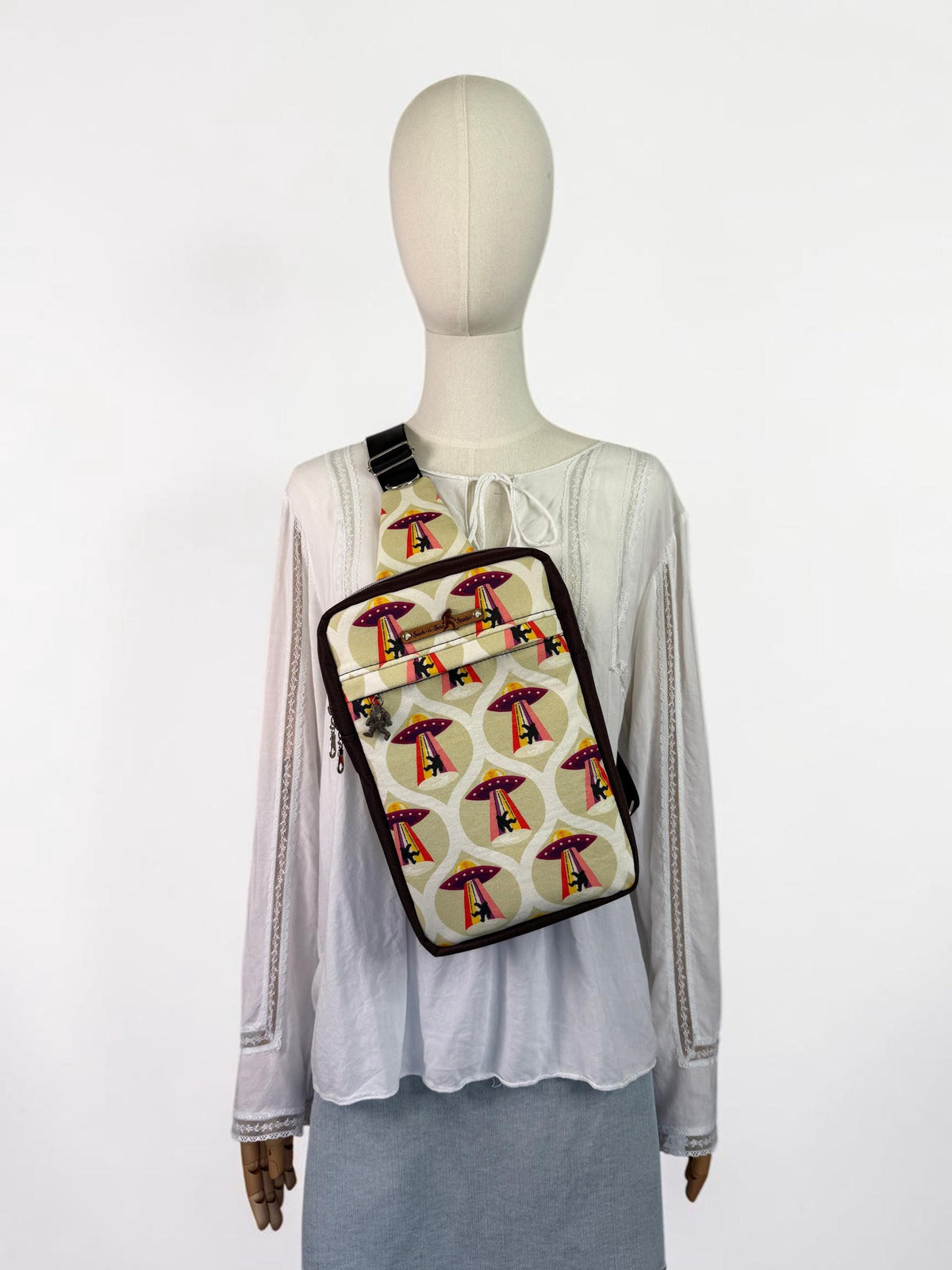 Aliens Abducting Bigfoot Sling Bag
