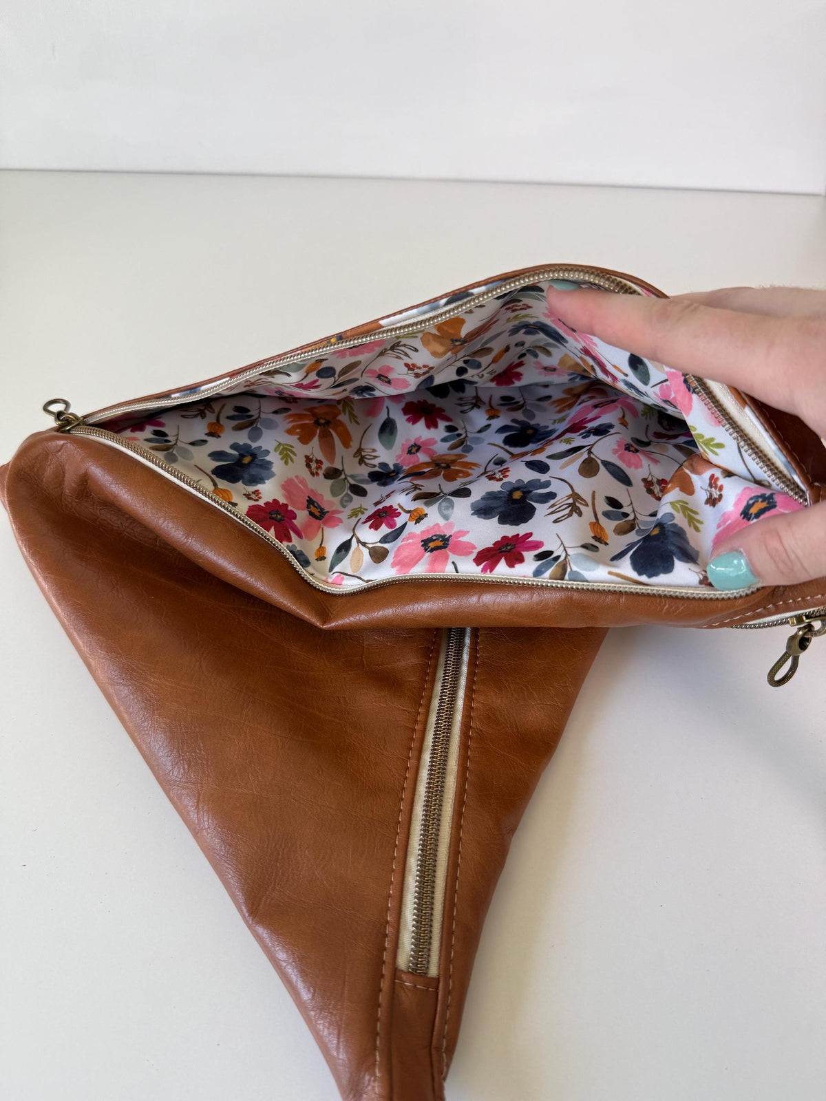 Faux Leather Triangular Shoulder Bag