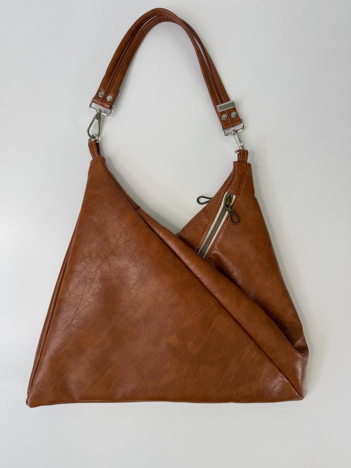 Faux Leather Triangular Shoulder Bag