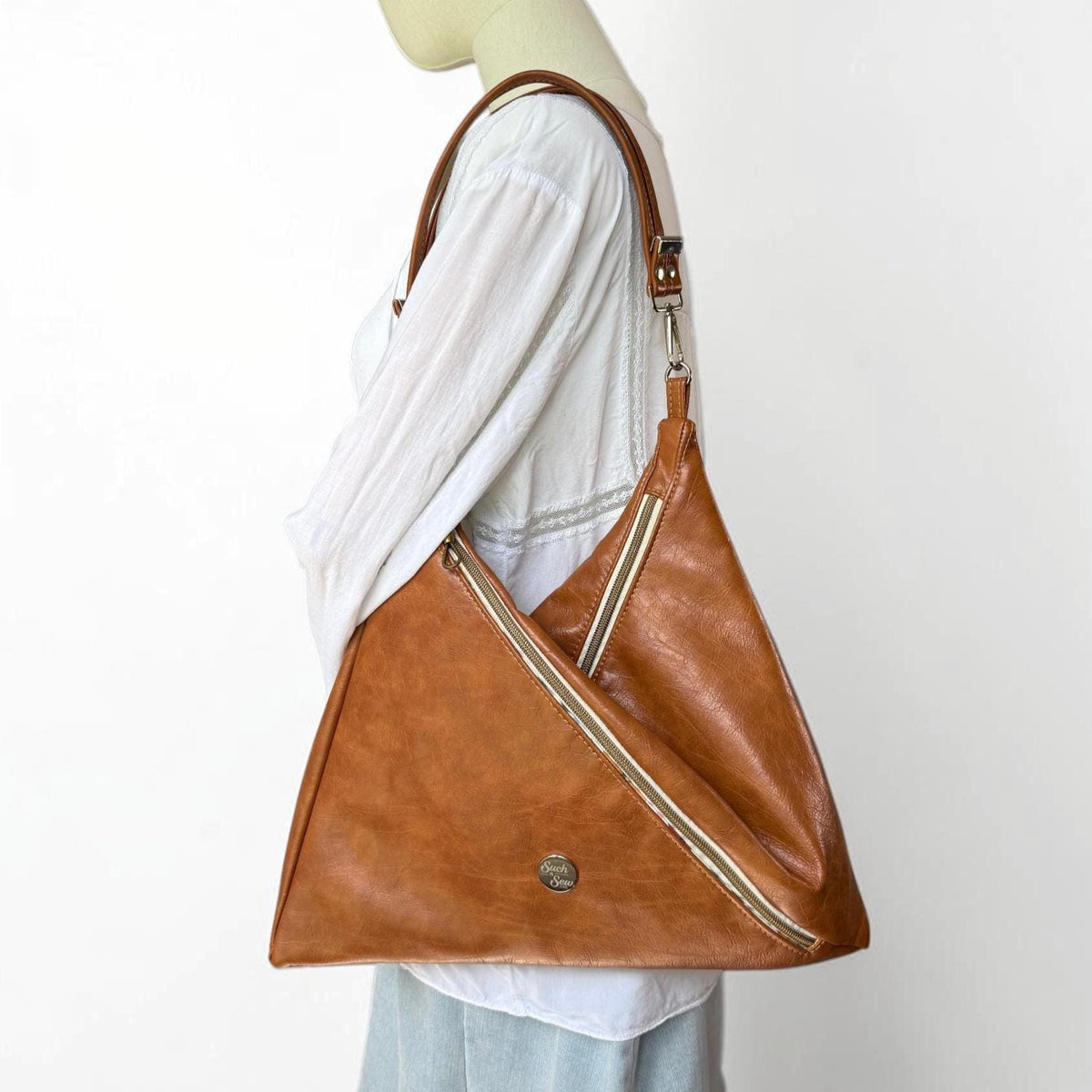 Faux Leather Triangular Shoulder Bag