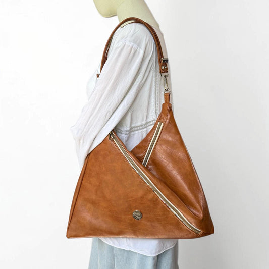 Faux Leather Triangular Shoulder Bag