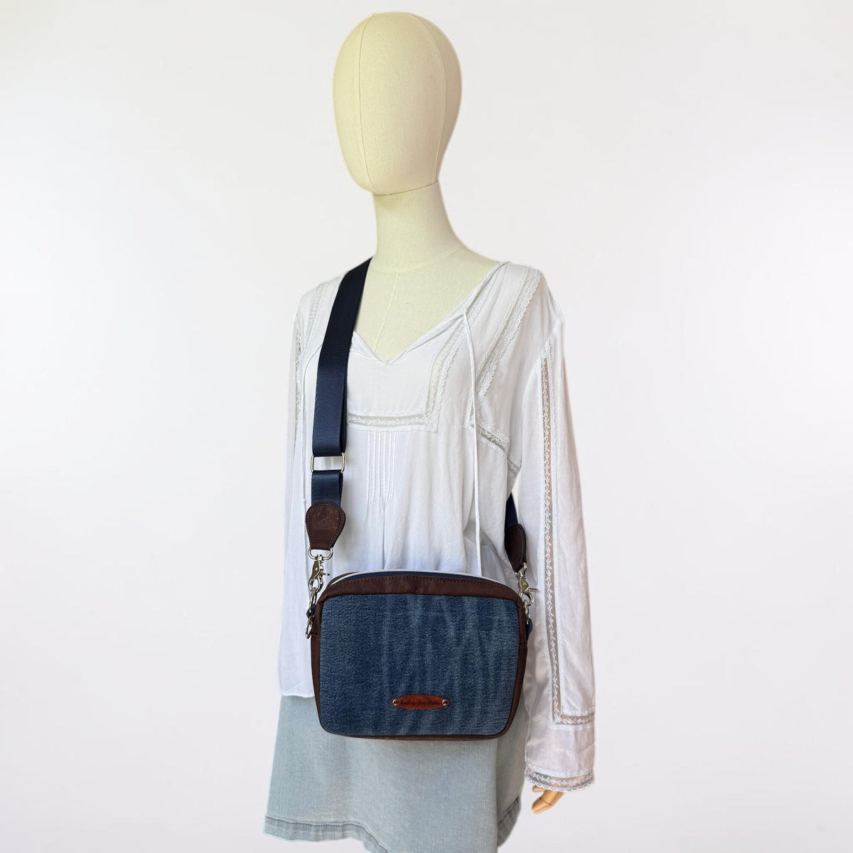Denim and Cork Rectangular Crossbody