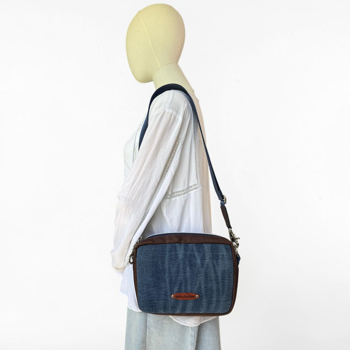 Denim and Cork Rectangular Crossbody