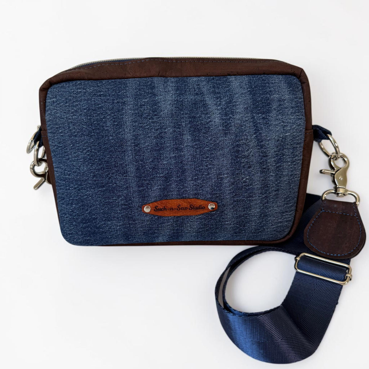 Denim and Cork Rectangular Crossbody