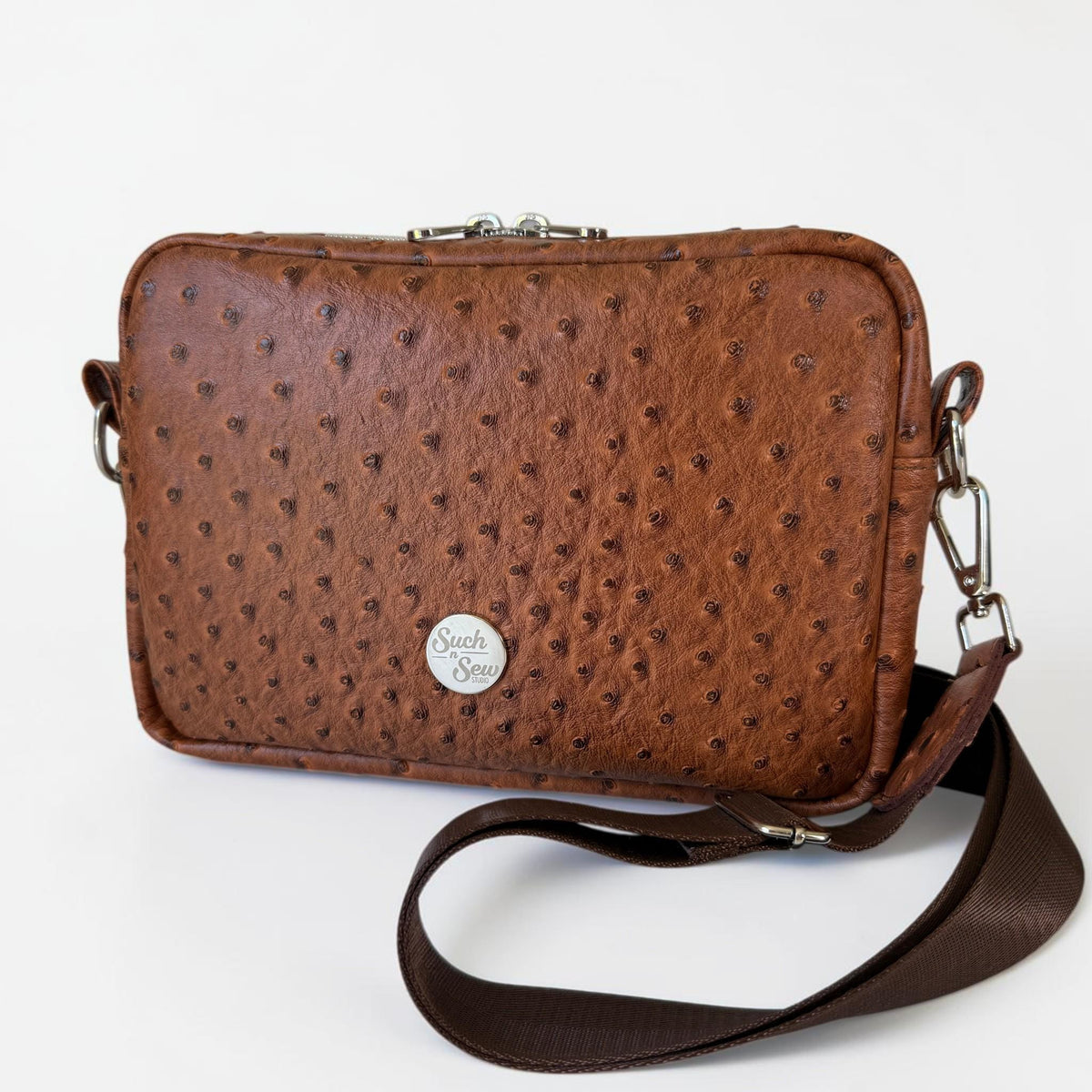 Faux Ostrich Leather Rectangular Crossbody