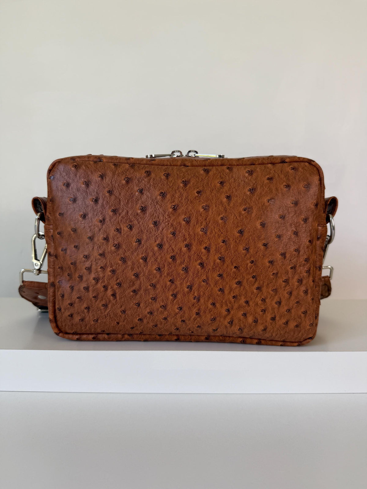 Faux Ostrich Leather Rectangular Crossbody