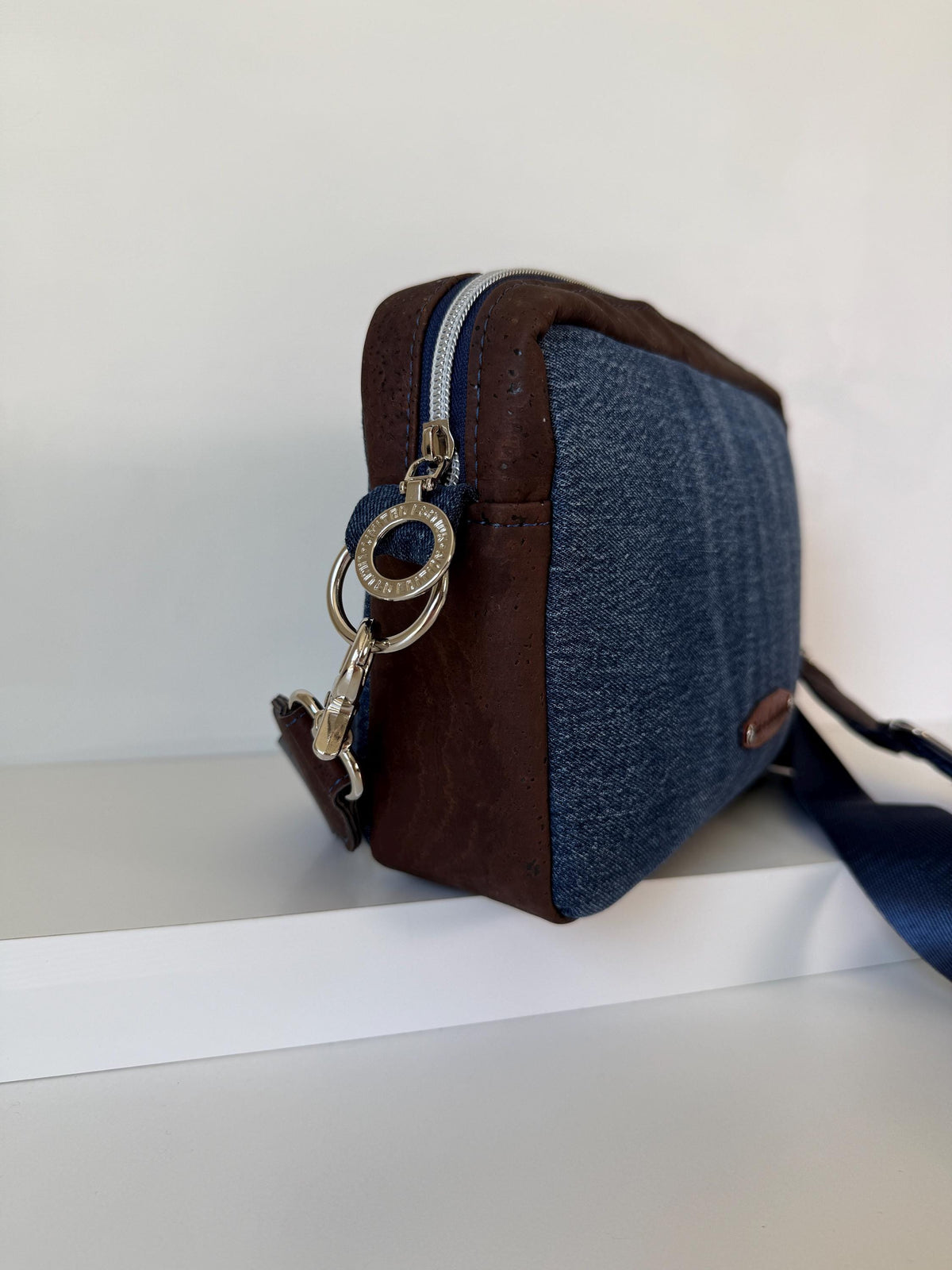 Denim and Cork Rectangular Crossbody