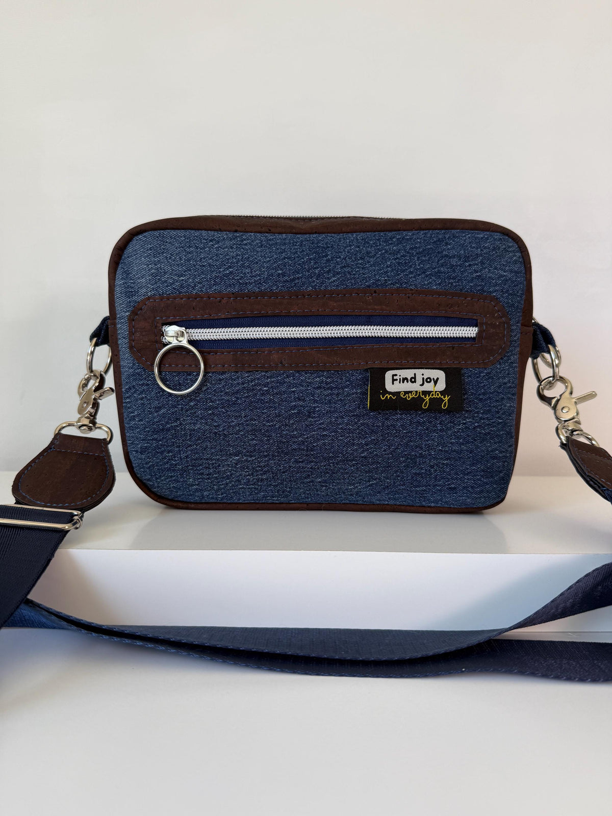 Denim and Cork Rectangular Crossbody