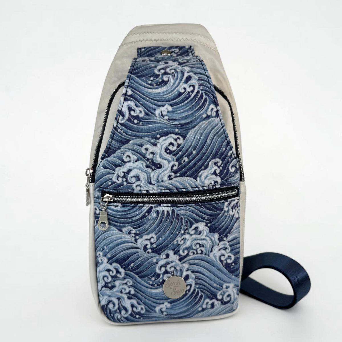 Upcycled Sailcloth with Waves Sling Bag