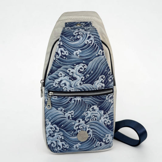 Upcycled Sailcloth with Waves Sling Bag