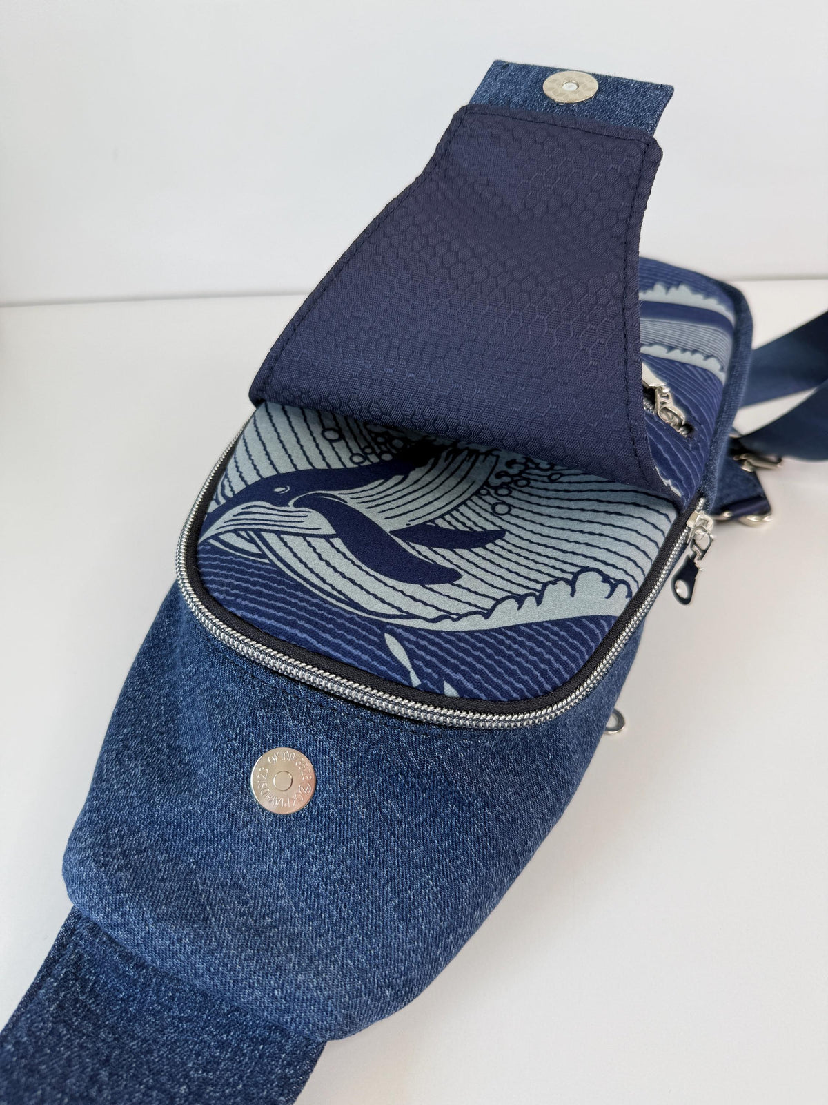 Whale Life with Denim Sling Bag