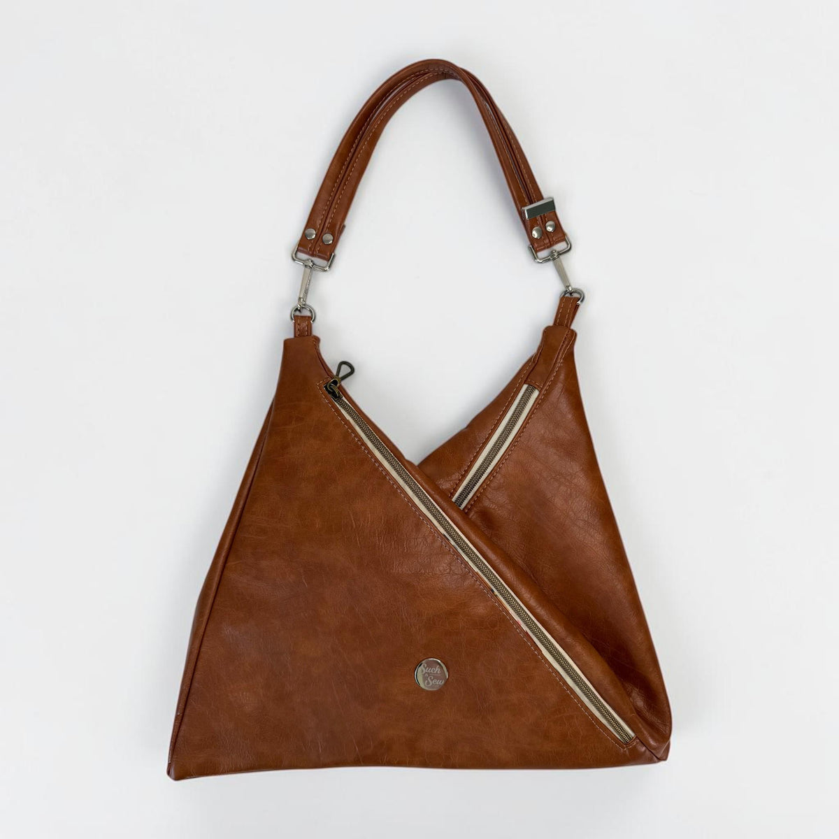 Faux Leather Triangular Shoulder Bag