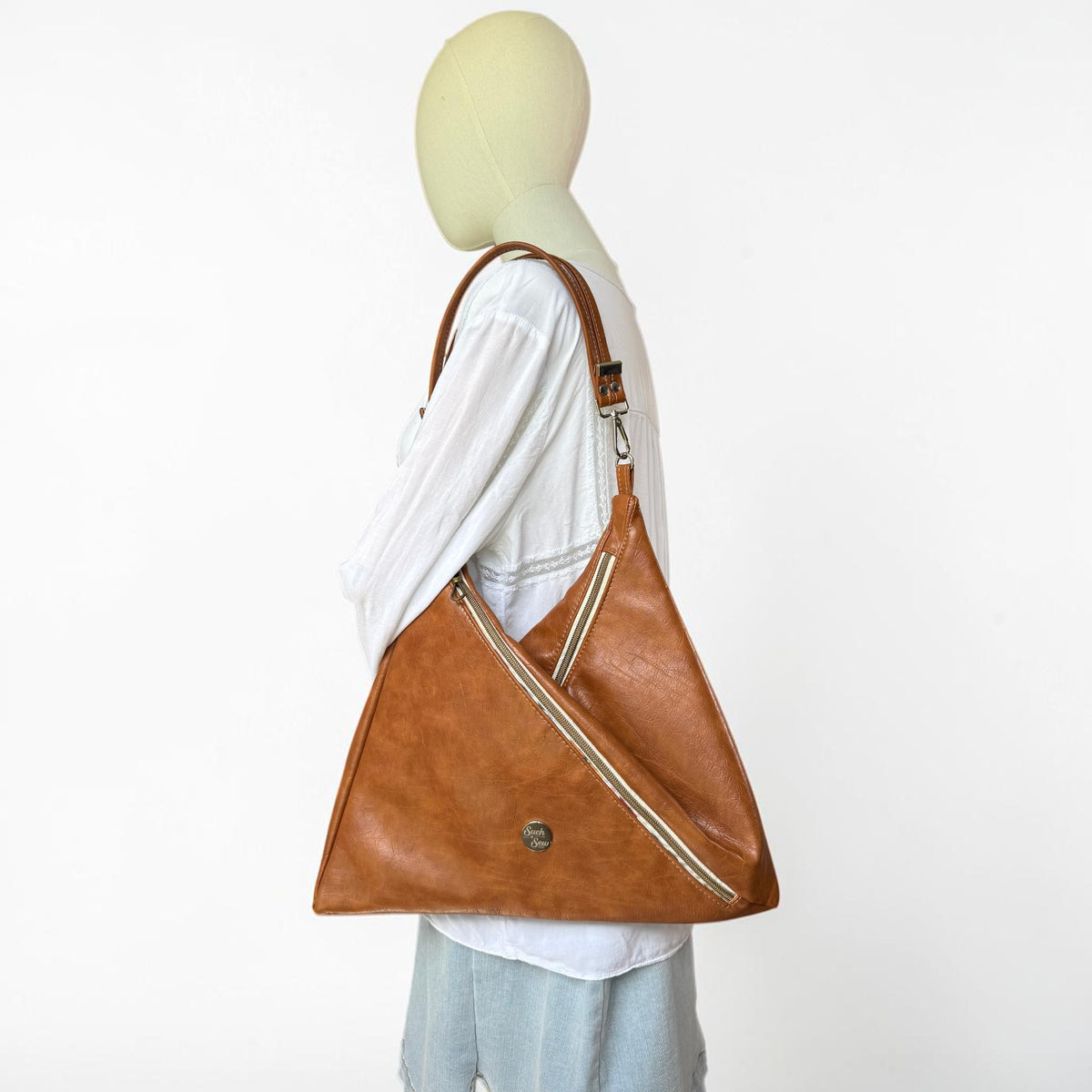 Faux Leather Triangular Shoulder Bag