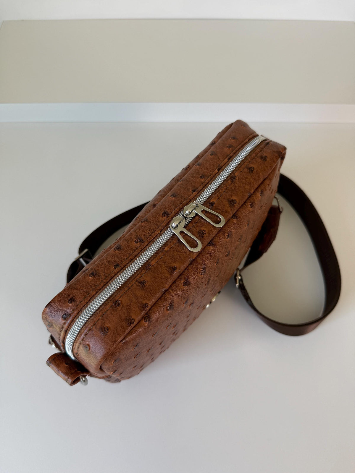 Faux Ostrich Leather Rectangular Crossbody