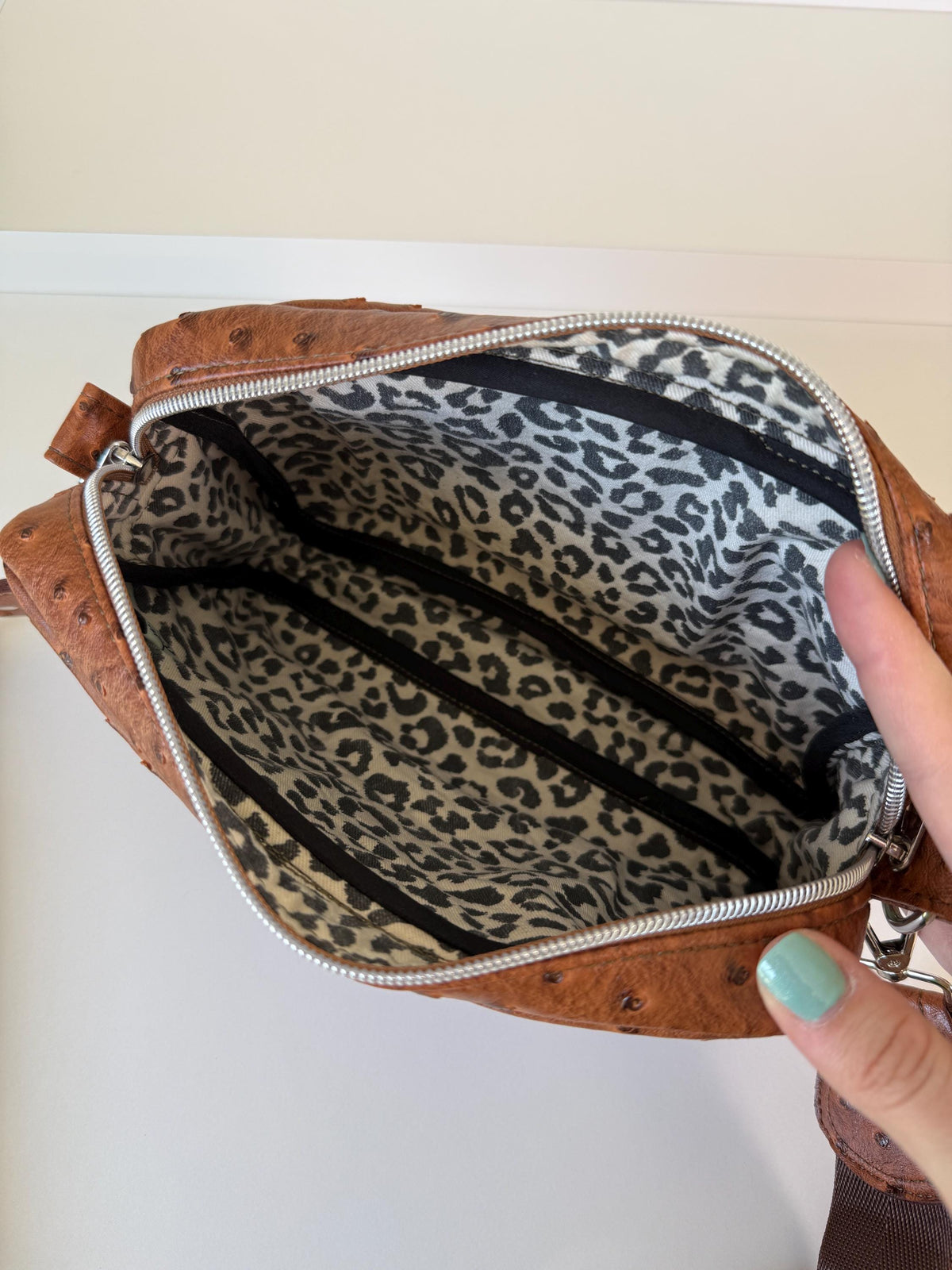 Faux Ostrich Leather Rectangular Crossbody