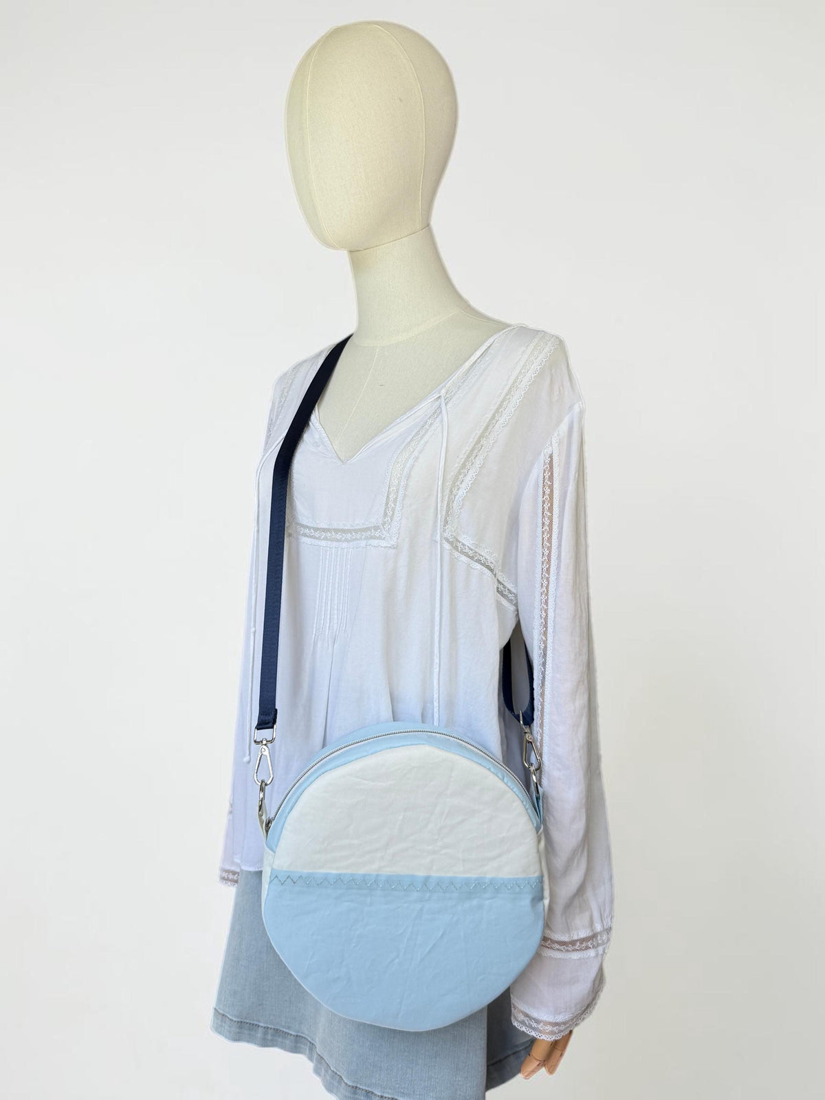 Upcycled Sailcloth Circle Crossbody Bag