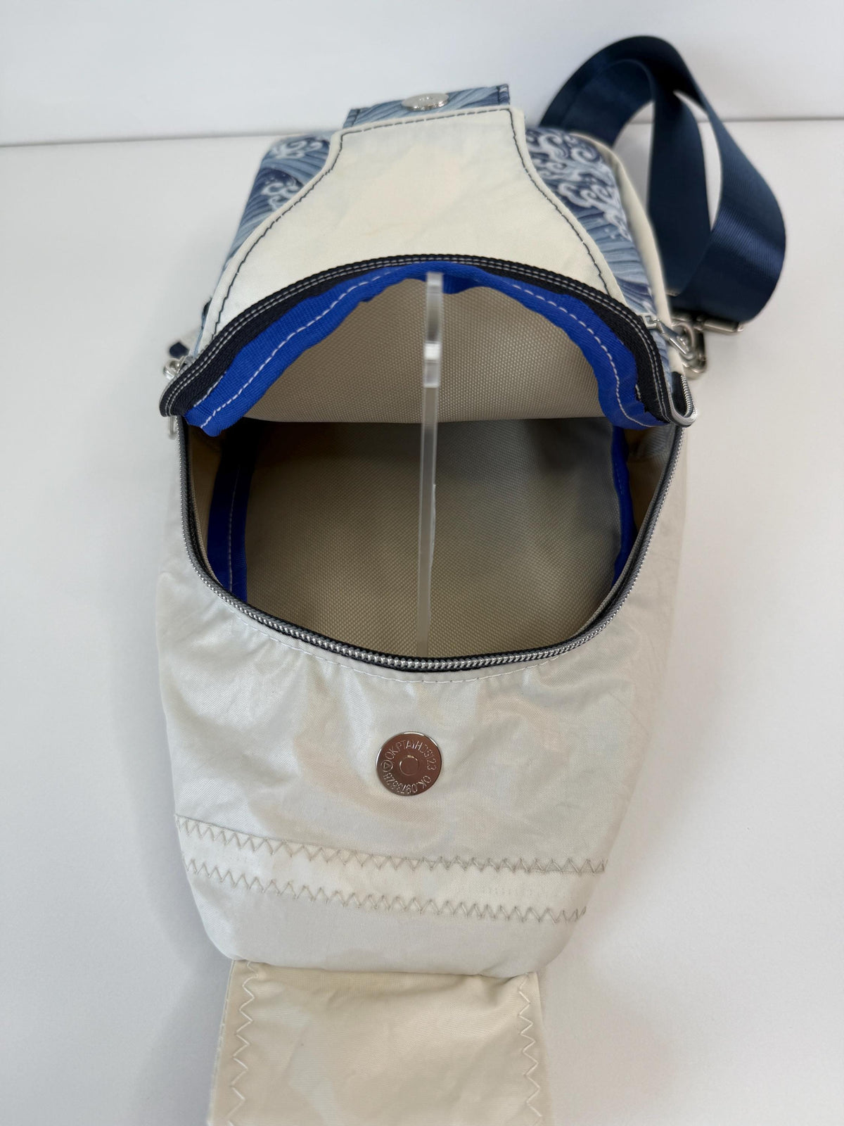Upcycled Sailcloth with Waves Sling Bag