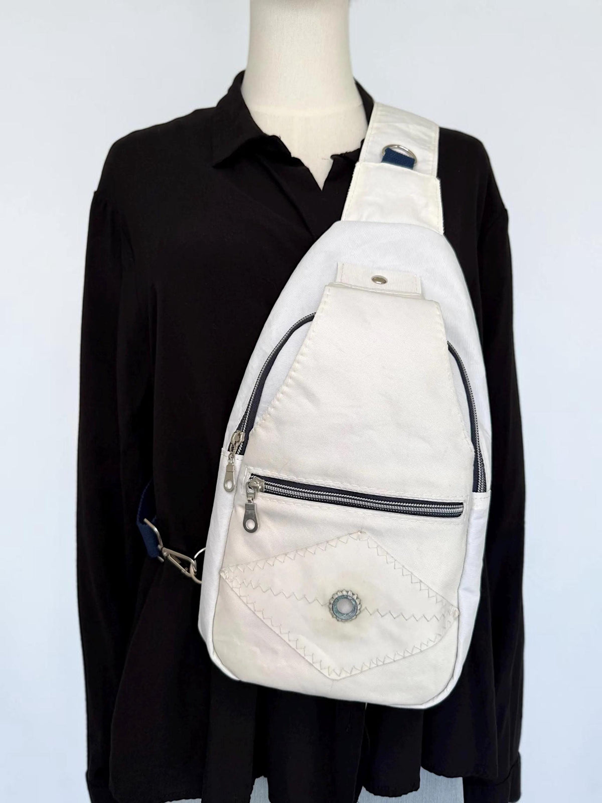 Upcycled Sailcloth Retro Style Sling Bag