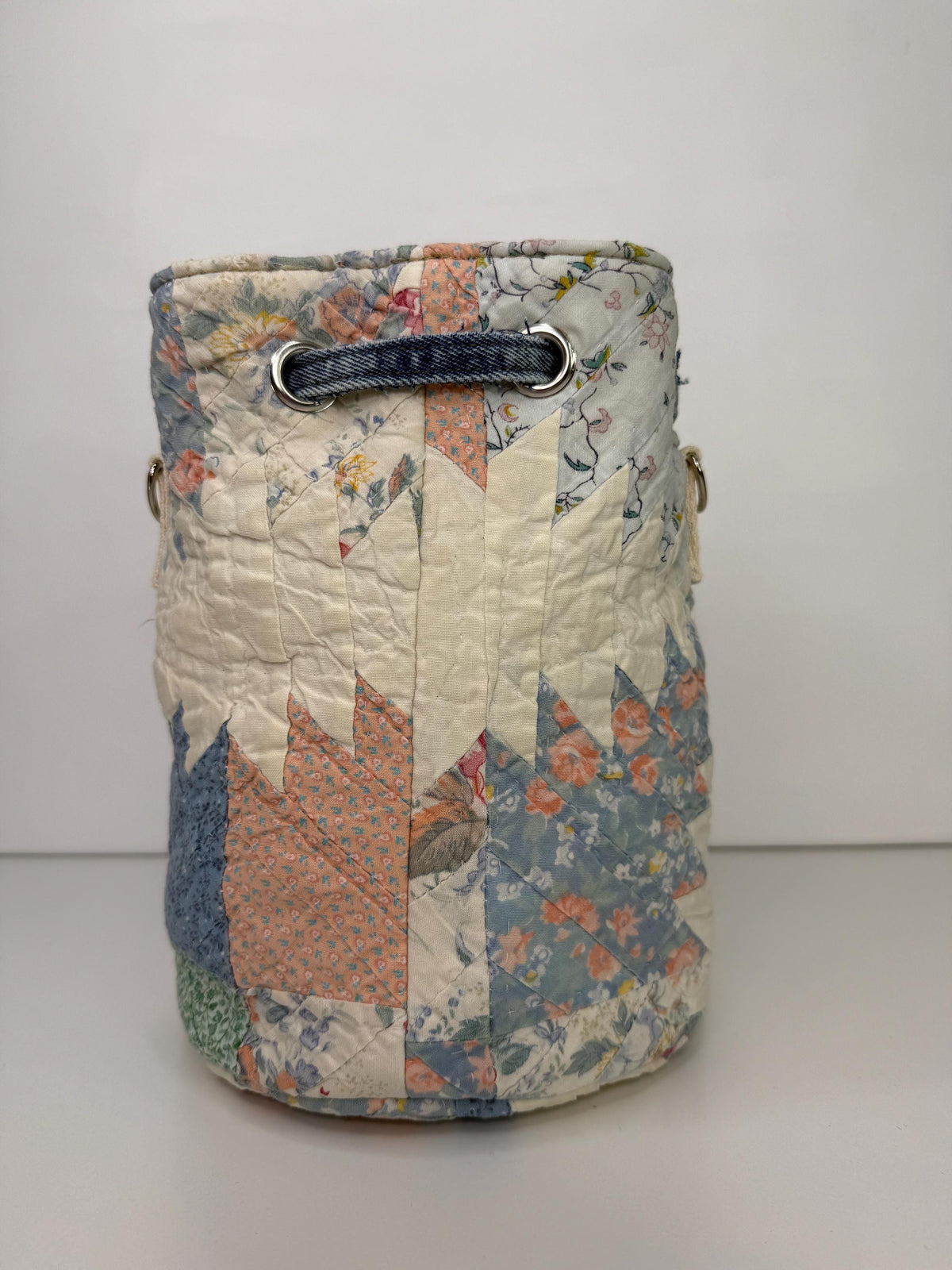 Upcycled Quilt Bucket Bag Crossbody Purse