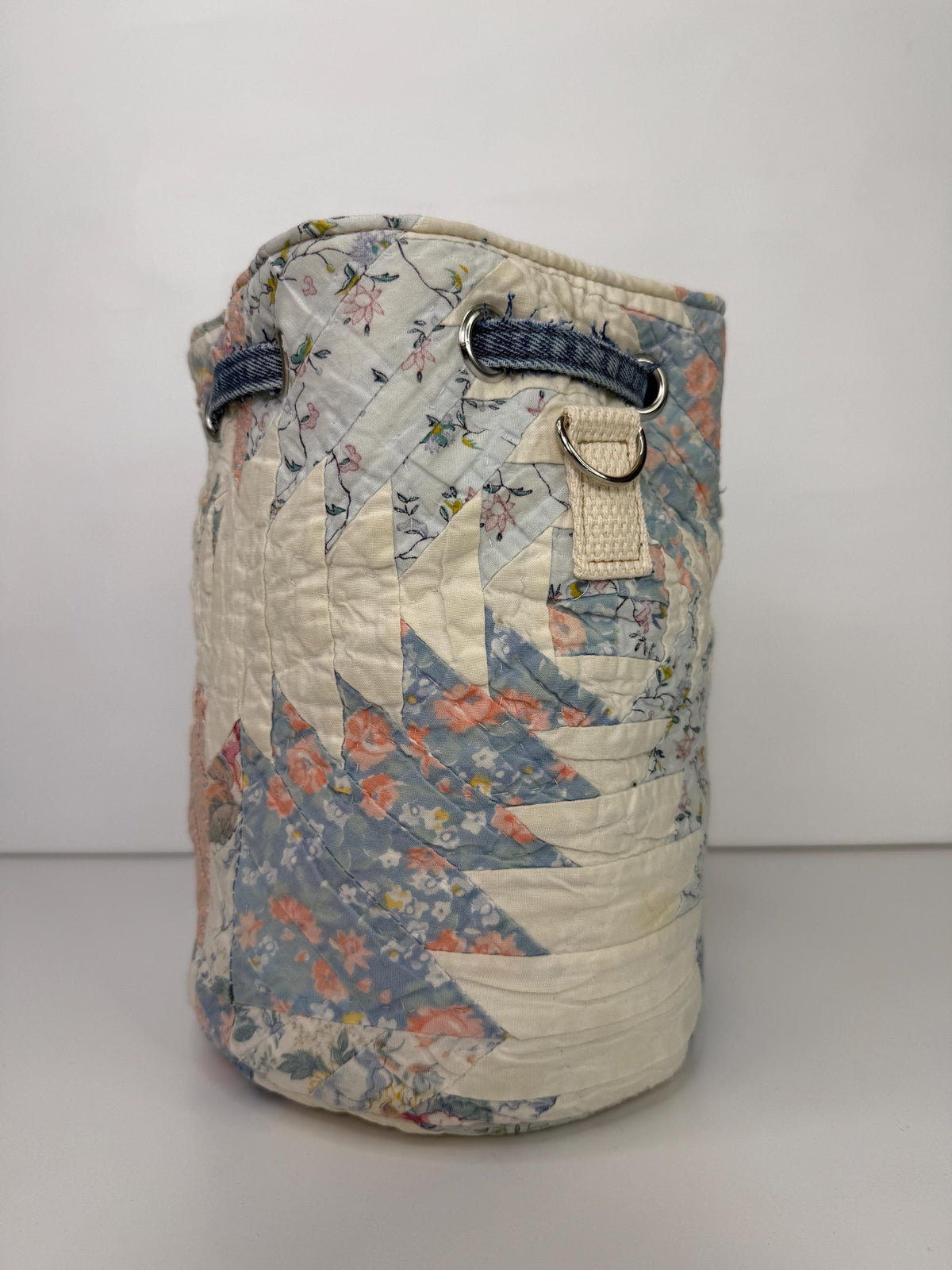 Upcycled Quilt Bucket Bag Crossbody Purse