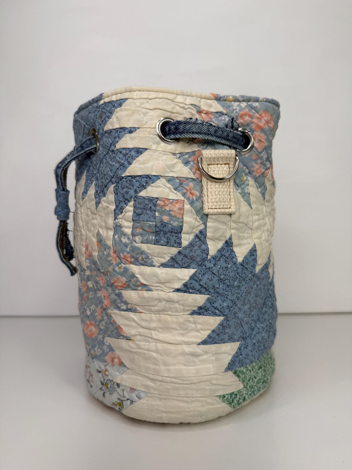 Upcycled Quilt Bucket Bag Crossbody Purse