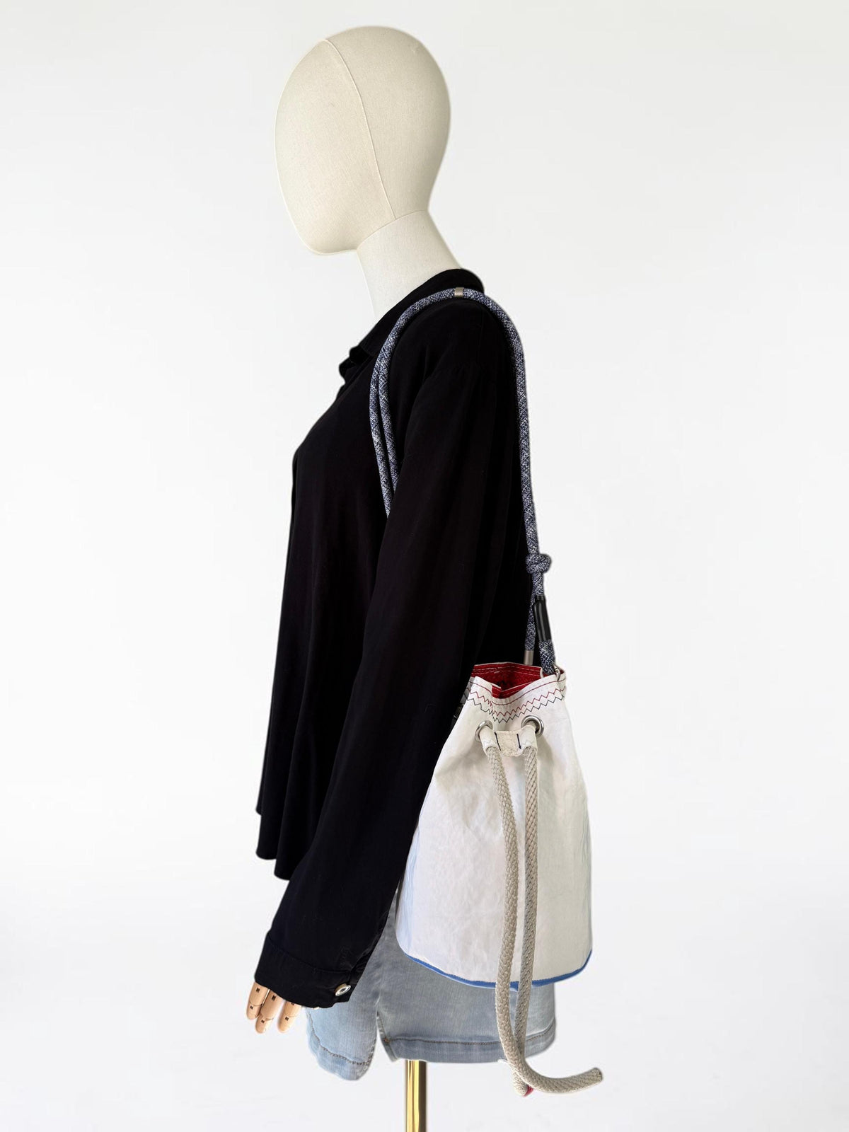 Upcycled Sailcloth Bucket Bag Crossbody Purse