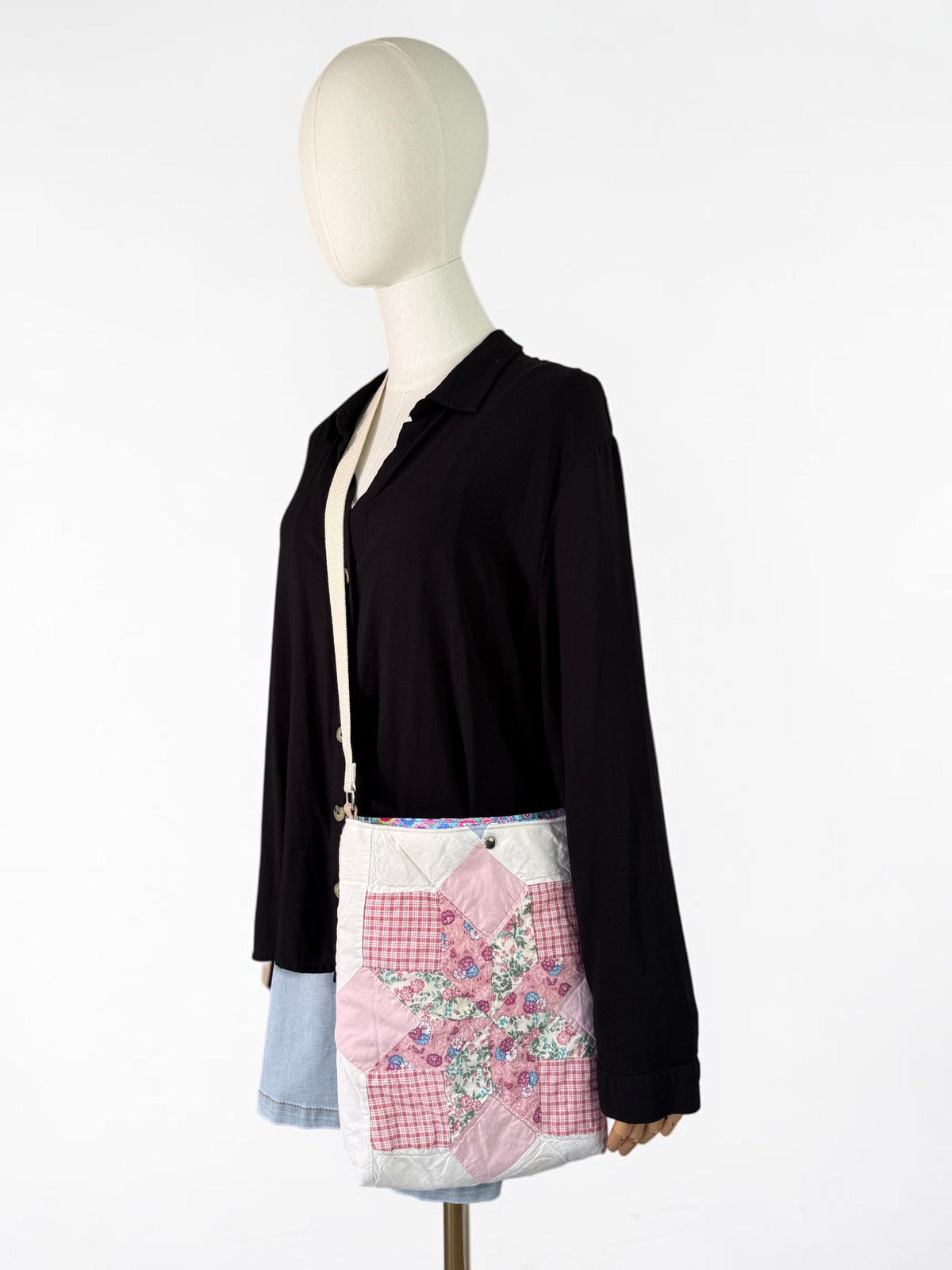 Upcycled Quilt Crossbody Tote Bag