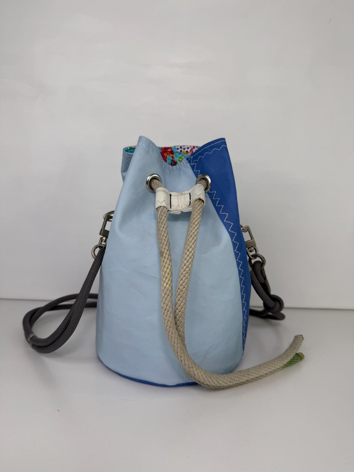 Upcycled Sailcloth Bucket Bag Crossbody Purse