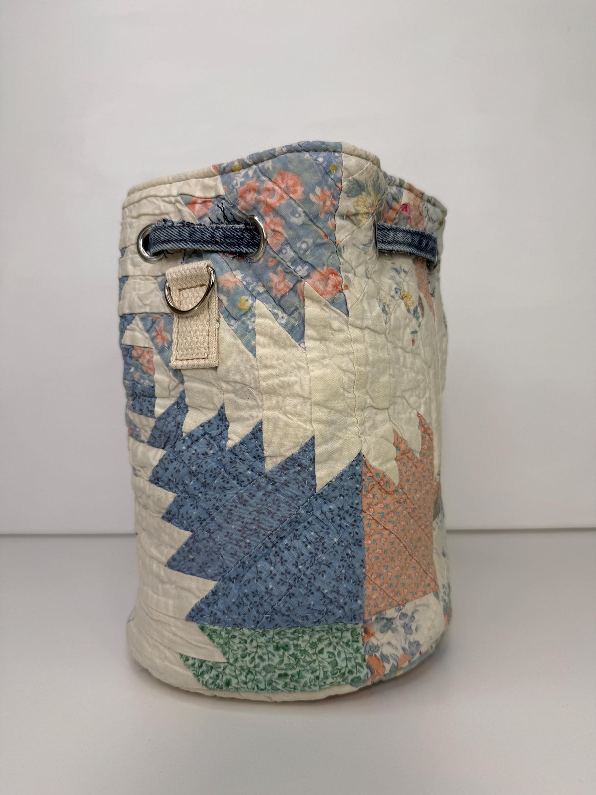 Upcycled Quilt Bucket Bag Crossbody Purse