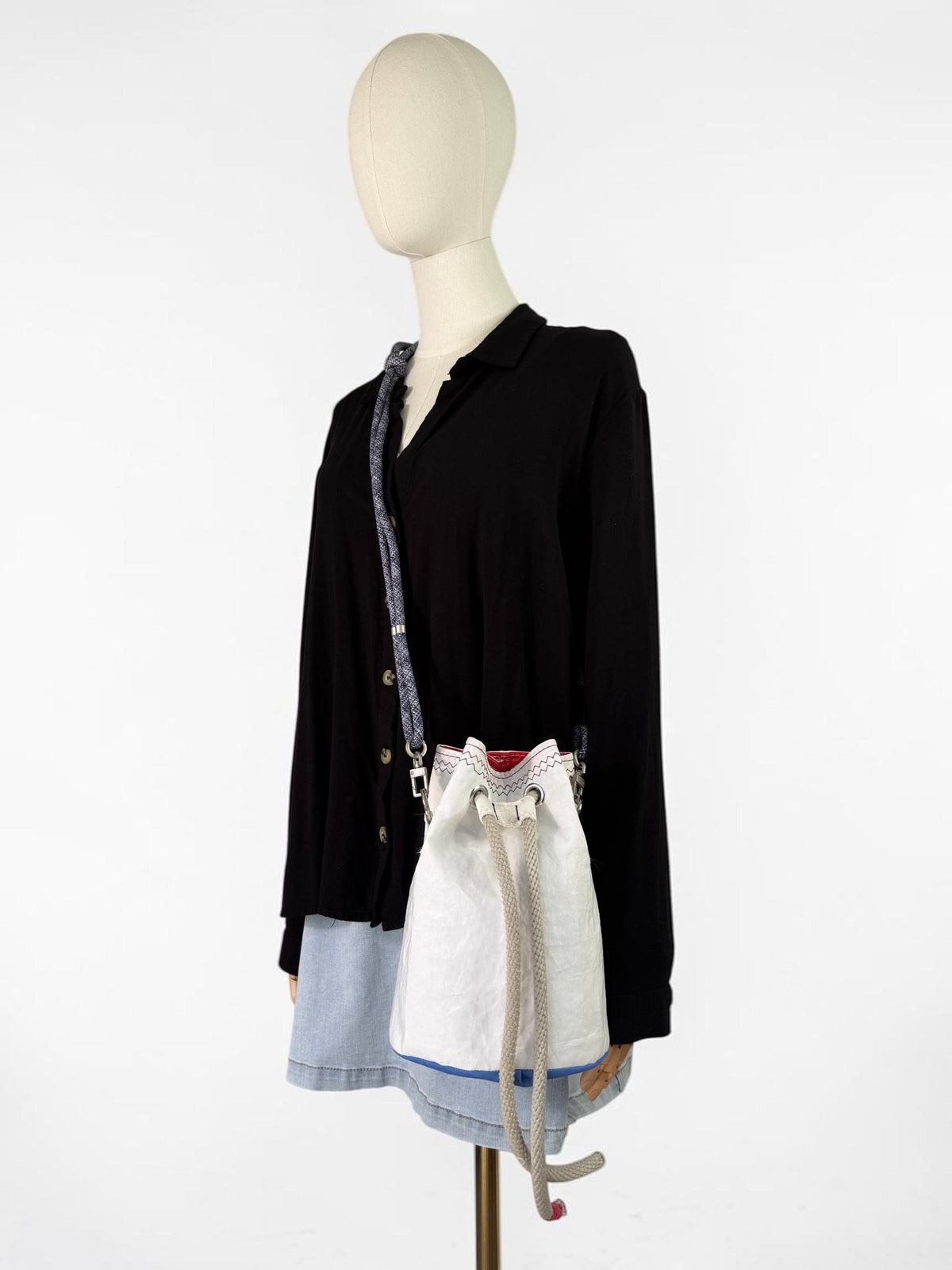 Upcycled Sailcloth Bucket Bag Crossbody Purse