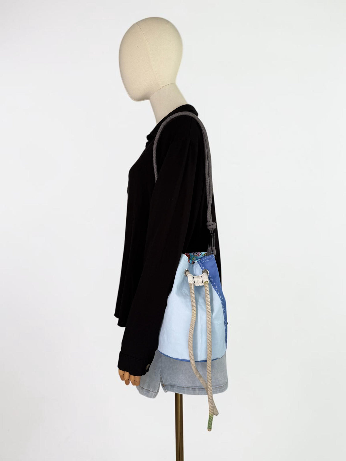 Upcycled Sailcloth Bucket Bag Crossbody Purse