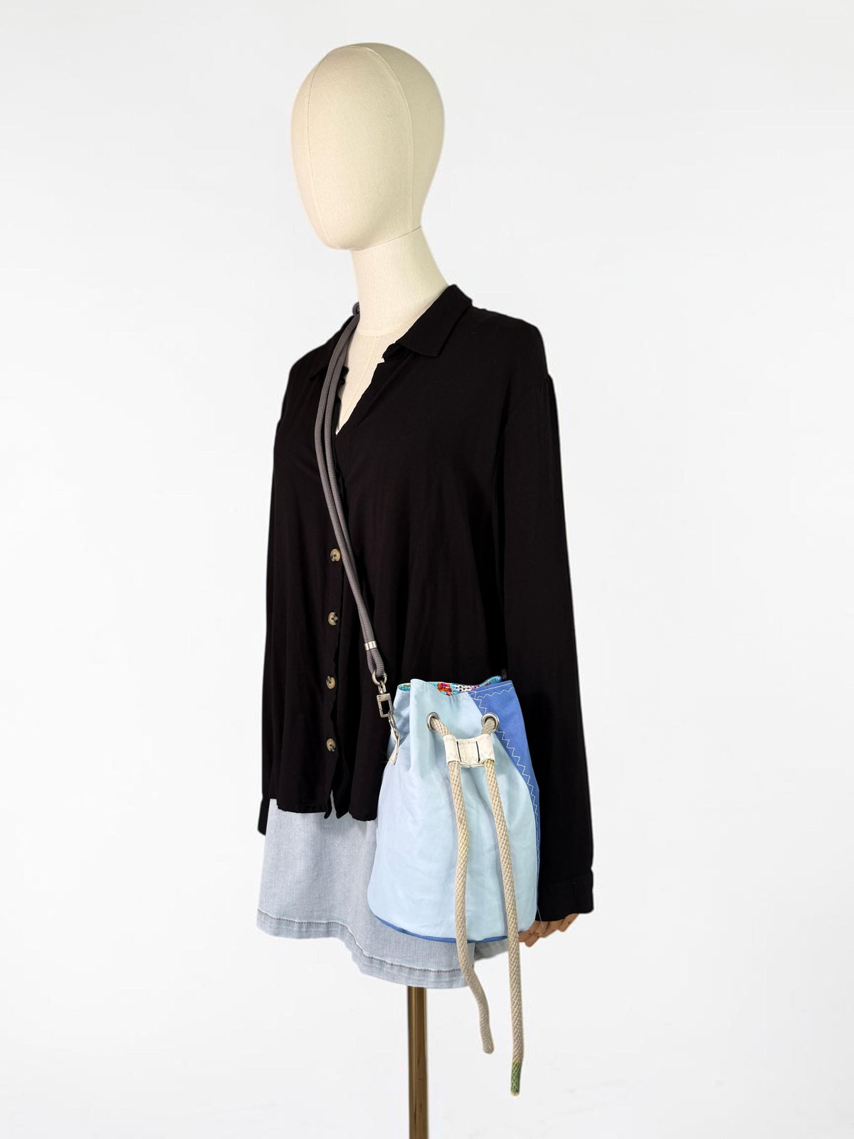 Upcycled Sailcloth Bucket Bag Crossbody Purse