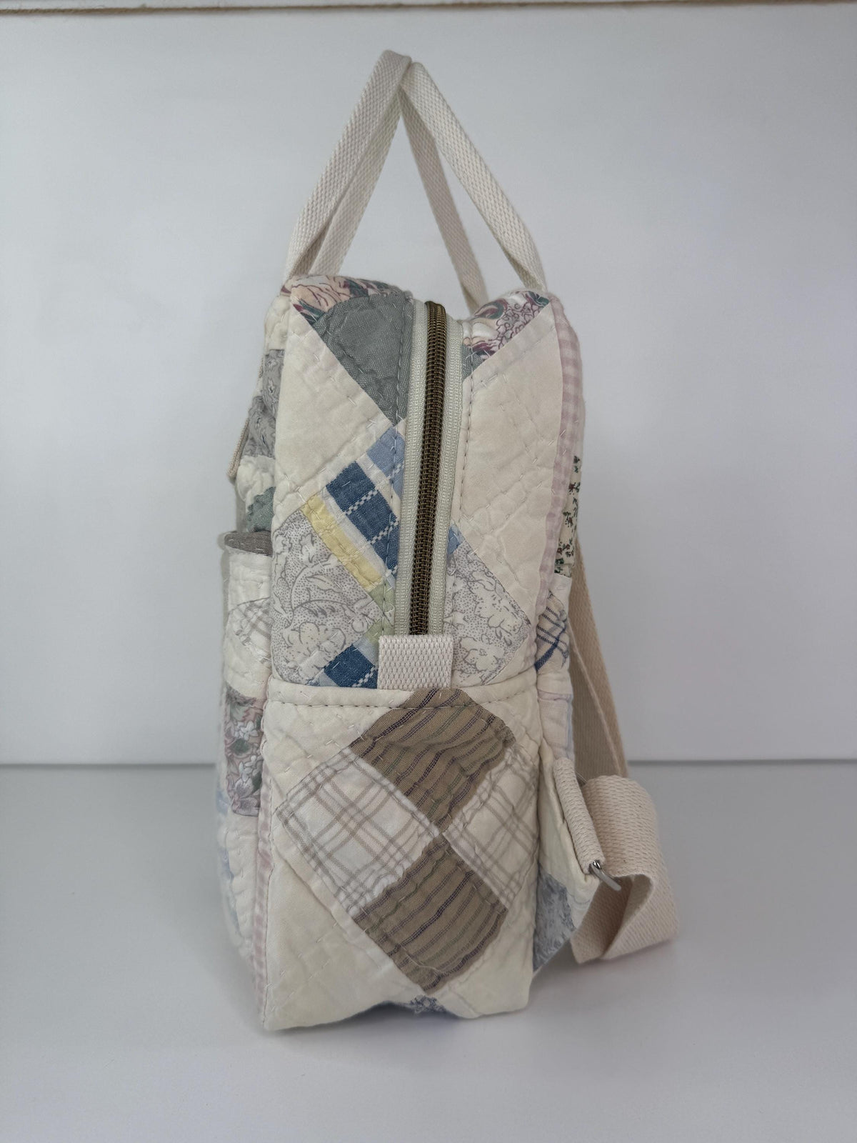 Upcycled Vintage Quilt Boxy Backpack Tote