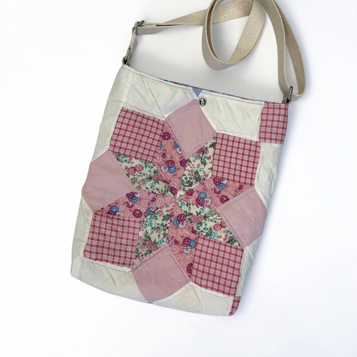 Upcycled Quilt Crossbody Tote Bag