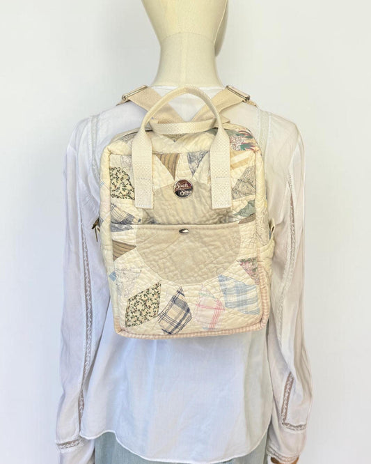 Upcycled Vintage Quilt Boxy Backpack Tote