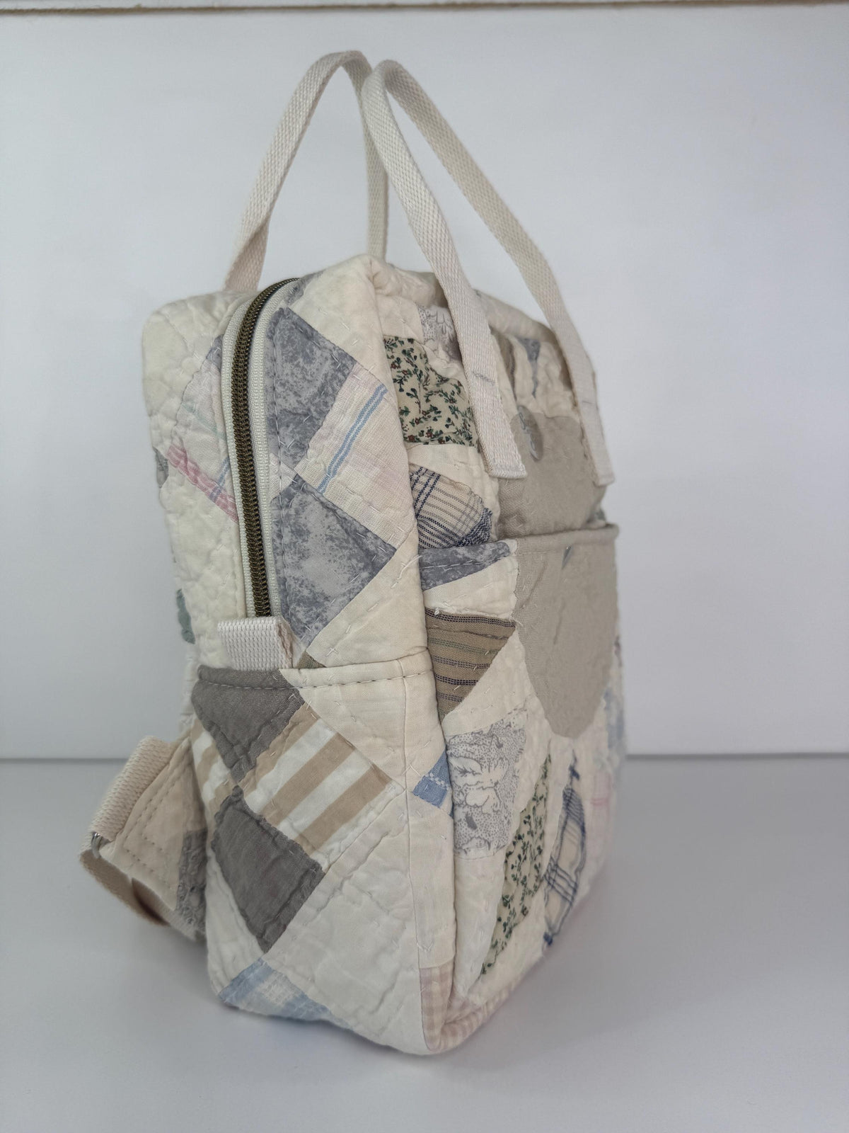 Upcycled Vintage Quilt Boxy Backpack Tote