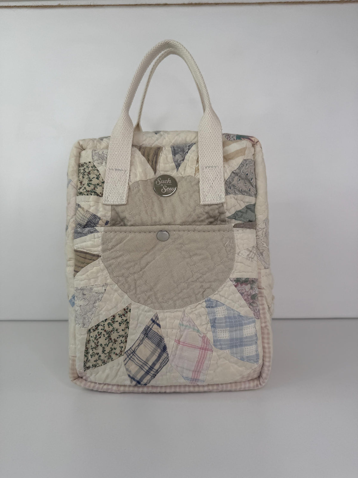 Upcycled Vintage Quilt Boxy Backpack Tote