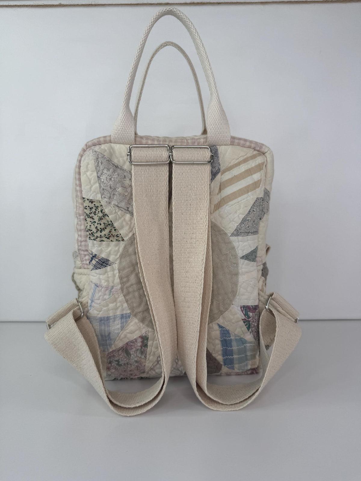 Upcycled Vintage Quilt Boxy Backpack Tote