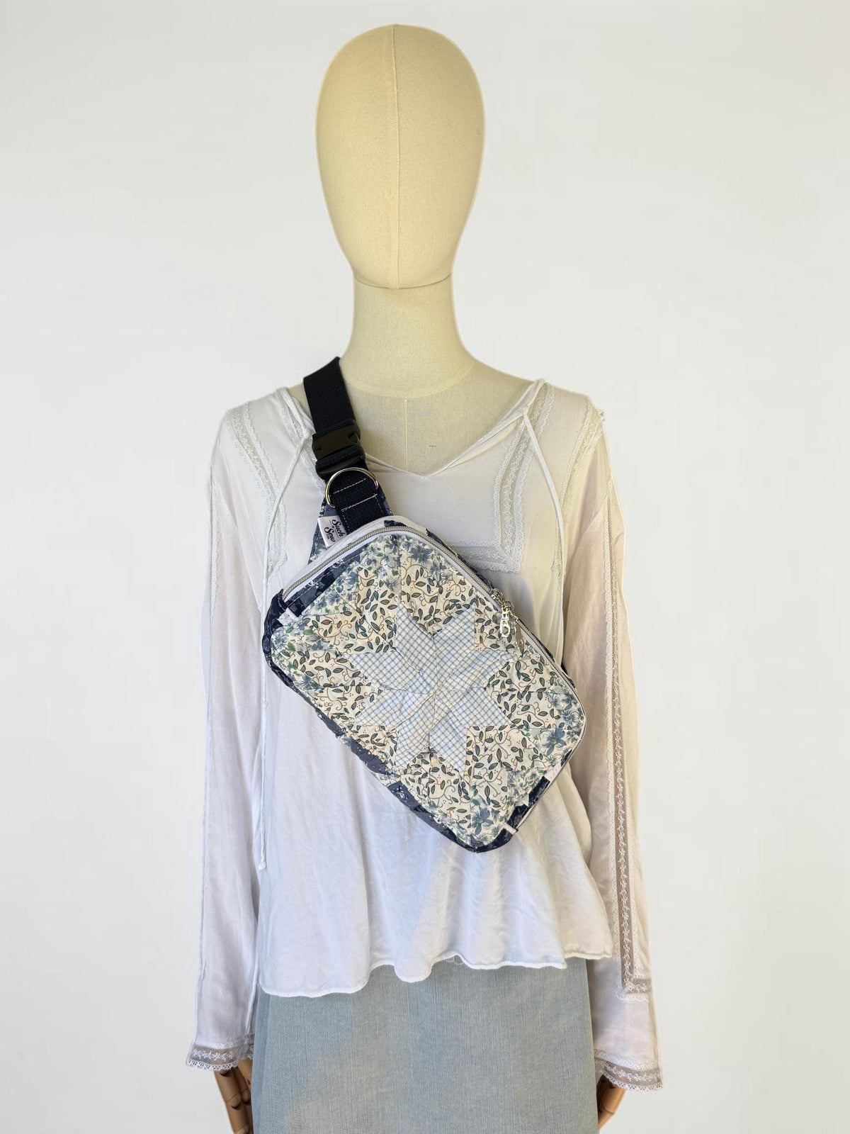 Large Upcycled Vintage Quilt Sling Bag Waist Pack